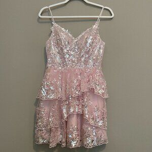 JJ'S HOUSE,  Size 0, short, LIGHT PINK, SEQUIN, HOMECOMING, PRINCESS DRESS